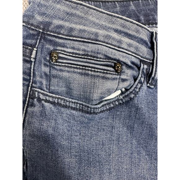 The Kooples Short Fit Skinny Jeans Size 29 Blue Denim Skull Detail - Picture 7 of 8